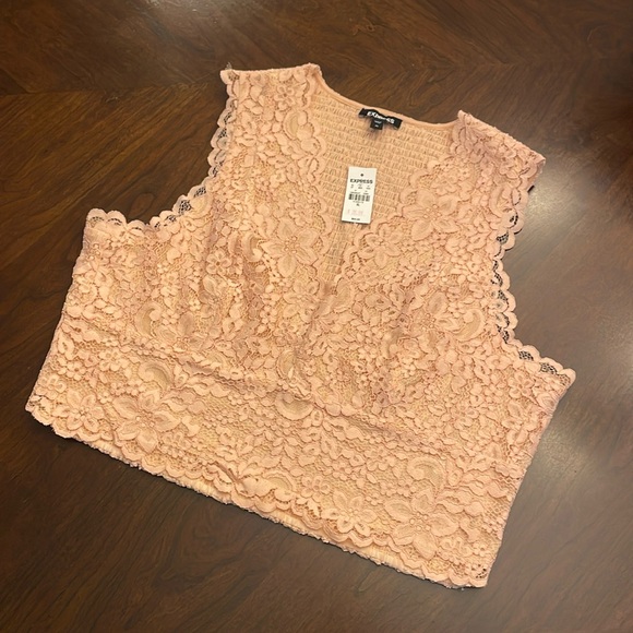 Express Tops - Blushing Lace Smocked Top by Express